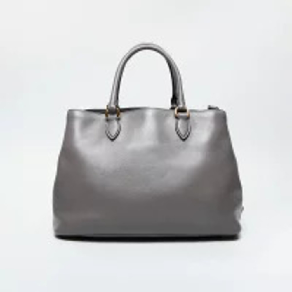 Prada Handbag Leather Embossed Logo Gray